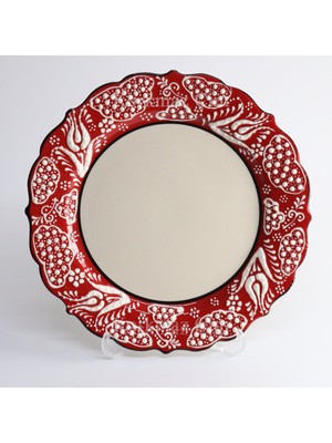 Korkmaz Çini 26 cm Beyaz Kabartma Kaligrafi Tabağı