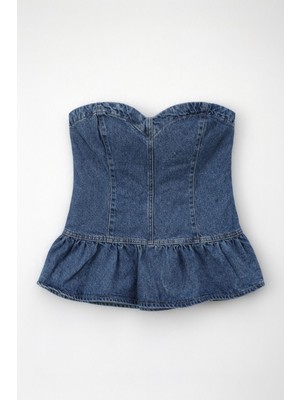 Markapia Kadın Straplez Yaka Jean Büstiyer