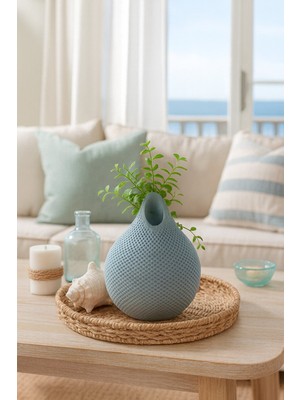 Akanart Gri Su Damlası Dekoratif Vazo – Modern Tasarım