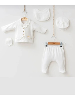 Butik Erkek Bebek %100 Pamuklu - Antialerjik Organik Kumaş Yenidoğan Hastane Çıkışı Zıbın Seti 5