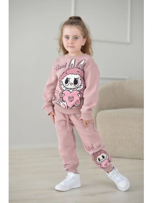 bebexy Labubu Baskılı  Eşofman Takımı Gül Kurusu