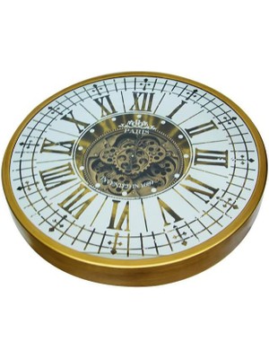 Katre46 Yuvarlak Roma Rakamlı Goldoksit Çarklı Metal Duvar Saati