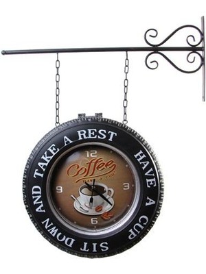 Katre46 Dekoratif Coffee Temalı Gar Saati Pano Drink Temalı Vintage