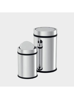 Döner Kapak Çöp Kovası Paslanmaz 5 Lt (NV10035)