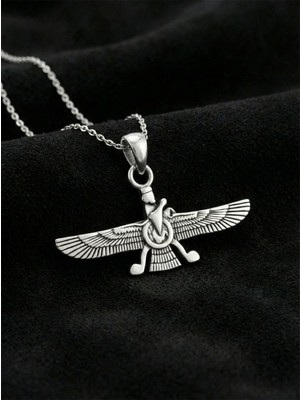 Erdobia 925 Ayar Oksitli Siyah Gümüş Ahura Mazda Unisex Gümüş Kolye