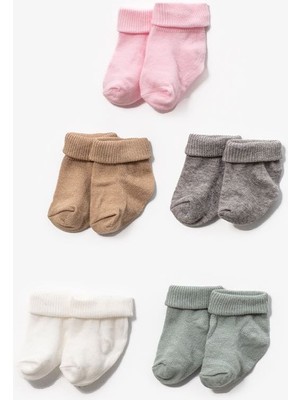 4989LV – Lovemaxx Unisex Renkli Bebek Çorap Seti | 5’li Kutulu (0–3 / 3–6 Ay)