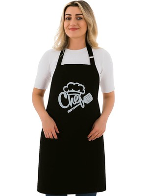 Sevilya Simple Ayar Askılı Chef Baskılı Mutfak Önlüğü Şef Önlüğü