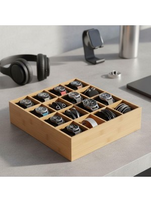 Bambu Çekmece Içi 15 Bölmeli Organizer | Çok Amaçlı Takı, Saat, Çorap, Iç Giyim ve Kemer Düzenleyici