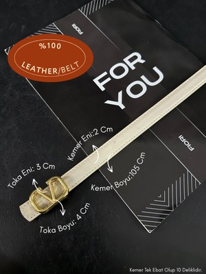 Fiori Hakiki Bombeli Deri V Toka Detaylı Kadın Kemeri, Pantolon Kemeri, Ceket Kemeri, Elbise Kemeri