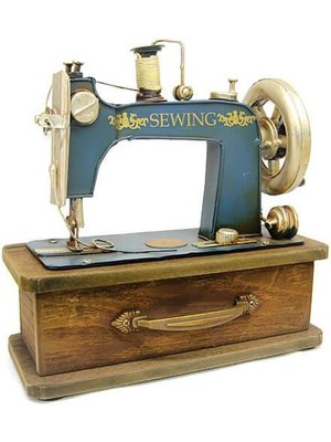 Katre46 Dekoratif Metal Dikiş Makinesi Kutulu Biblo Hediyelik