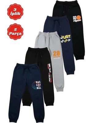 Fyk Kids 3 Iplik 5 Adet Kalın Kışlık Baskı Detaylı Erkek Çocuk Eşofman Altı