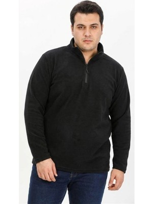 Exuma Erkek Büyük Beden Yarım Fermuarlı Polar 2312001 - Siyah
