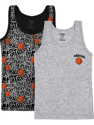 Öts Erkek Çocuk Atlet 2'li Baskılı (%96 Pamuk - %4 Elastan)