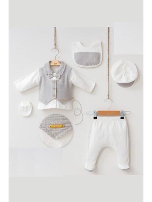 Butik Erkek Bebek %100 Pamuklu - Antialerjik Organik Kumaş Yenidoğan Hastane Çıkışı Zıbın Seti 5