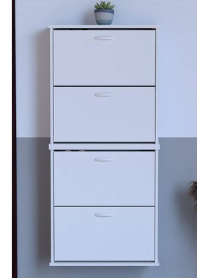 Lina Vella Home Pratik' 2 Li Asma Kapı Önü 72 x 156 x 25,5 Cm’ Lik 4 Düşer Kapak 8 Göz Bölmeli Ayakkabılık