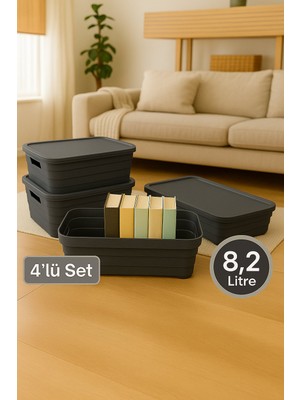 Nesto Home 4'lü Set Çok Amaçlı Renkli Kutu Kapaklı Ofis Organizeri 4x8.2 Litre