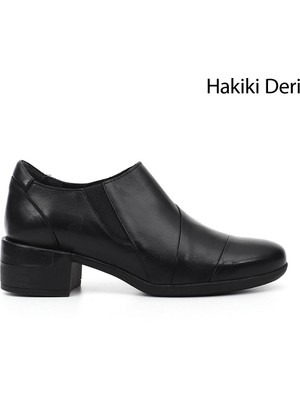 Gönderi(r) Kadın Siyah  GDZA134M0503 Kalın Topuklu Hakiki Deri Ayakkabı