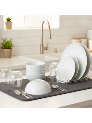 Decobella Bizdeneve Mikrofiber Bulaşık Kurutma Matı Tezgah Üstü - Antrasit