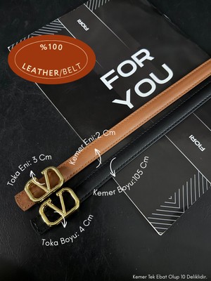 Fiori 2'li Hakiki Bombeli Deri V Toka Detaylı Kadın Kemeri, Pantolon Kemeri, Ceket Kemeri, Elbise Kemeri