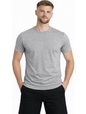 Axxel Erkek Gri Melanj Kısa Kollu T-SHIRT-D405