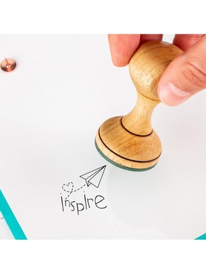 Hediyesepeti Inspire Ahşap Kaşe Seti - Ilham Mesajlı Kitap Mührü Kaşesi