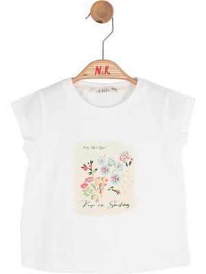 Nk Kız Bebek Smiling Tshirt 1-4 Yaş Ekru-Mavi