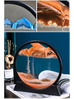 Gampus Büyük Boy Akıllı Hediyelik Ev Ofis Kinetik Yuvarlak Kum Saati Hareketli Sanatsal Biblo Obje Çerçeve