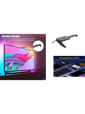 PRNTECH, TV Ekran Senkron LED Işık  (Tv Screen Sync Light) TV EKRANA GÖRE RENK YAYAN TV ARKA LED IŞIK (55" EKRAN TV İÇİN)