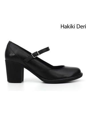 Gönderi(r) Kadın Siyah  GDZA134M0504 Kalın Topuklu Mary Jane Hakiki Deri Ayakkabı