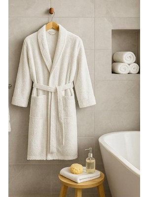 Lunga Vita Kare Desen Bukle Bornoz PUANLI%100PAMUK Otel Bornozu