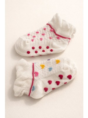 Kız Bebek 2'li Renkli Slikon Tabanlı Step Çorap