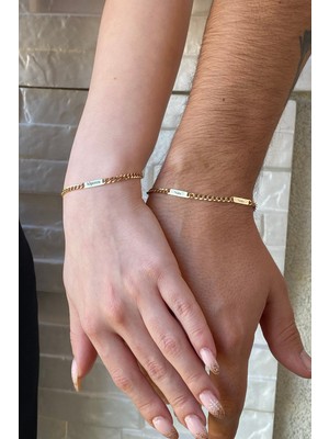 Zümrüt Sarraf 14 Ayar Altın İsim Yazılabilir Plakalı Bileklik