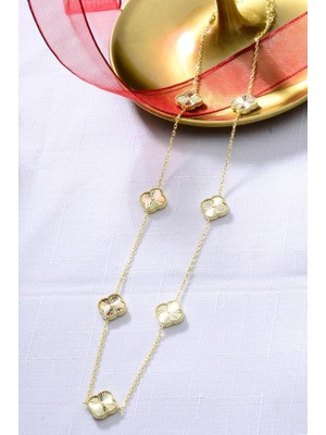 Innuendo 925 Ayar Gümüş Yedili Yonca Altın Kaplama Kolye