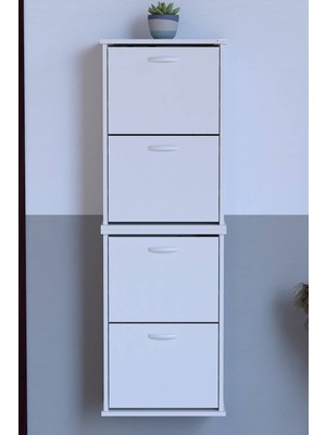 Lina Vella Home Pratik' 2 Li Asma Kapı Önü 52 x 156 x 25,5 Cm’ Lik 4 Düşer Kapak 8 Göz Bölmeli Ayakkabılık