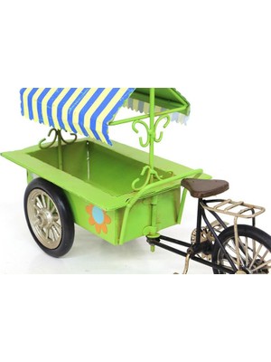 Katre46 Dekoratif Metal Üç Tekerlekli Çiçek Arabası Biblo Hediyelik