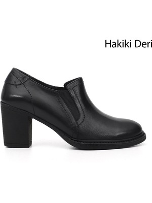 Gönderi(r) Kadın Siyah  GDZA134M0499 Kalın Topuklu Hakiki Deri Ayakkabı