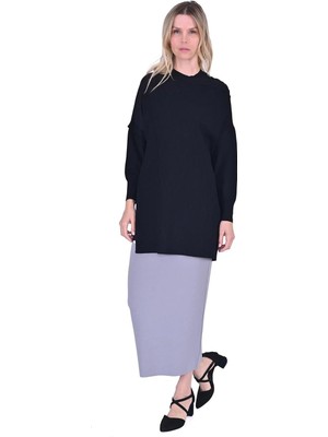 Invee Omzu Şifonlu Tunik 6250 Siyah