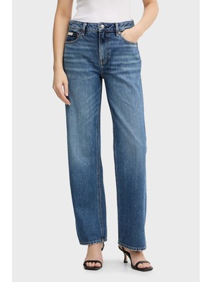 Calvin Klein Pamuklu Relaxed Fit Normal Bel Düz Paça Jeans LV047E704G3NL Bayan Kot Pantolon LV047E704G 3nl