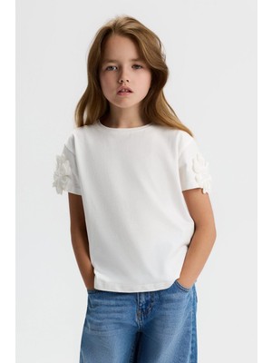 Nk Kız Çocuk Yonca Tshirt 8-14 Yaş Ekru