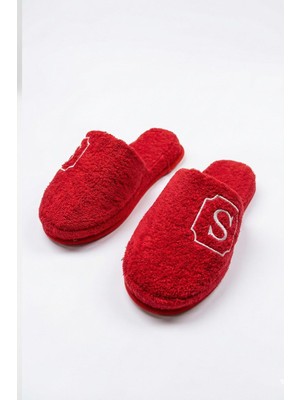 Ender Home S Harf Nakışlı Banyo ve Ev Havlu Terliği – %100 Pamuk Kaymaz Kalın Taban