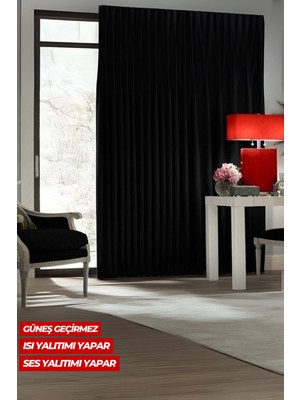 Fluiana Siyah %100 Güneş Geçirmez Blackout, Karartma Güneşlik, Perde | Pilesiz Dikim, Tek Kanat