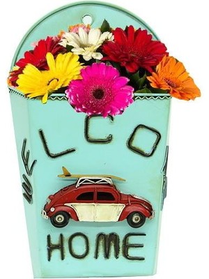 Katre46 Dekoratif Metal Saksı Sepet Modeli Dekoratif Vintage Hediyelik