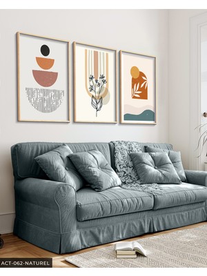 Evine Moda Soyut 3 Parça Ahşap Çerçeveli Tablo