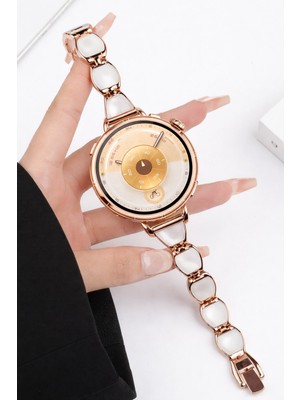 Alstrap Huawei Watch Gt6/gt5/gt4 (41MM) Uyumlu Sedef Detaylı Hafif Metal Alaşım Kordon Kayış