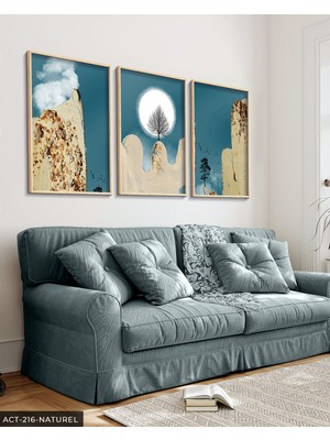 Evine Moda Modern Sanat 3 Parça Ahşap Çerçeveli Tablo Act