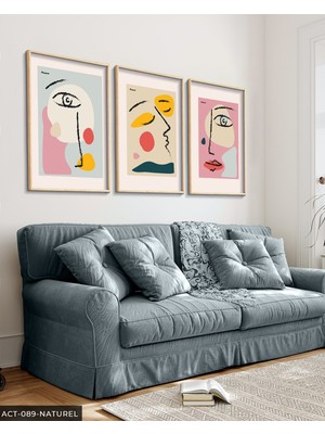 Evine Moda Picasso Kadın Portre 3 Parça Ahşap Çerçeveli Tablo