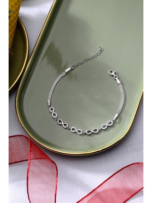 925 Ayar Gümüş Beşli Sonsuzluk Desenli Bileklik