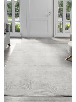 Maisoria Home Merinos Rölyef Halı Kaymaz Tabanlı Makinada Yıkanabilir Leke Tutmaz Gri Kesme Halı Salon Yolluk