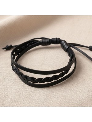 Uretti - Ali 7128 6902 El Yapımı Saç Örgülü Deri Bileklik