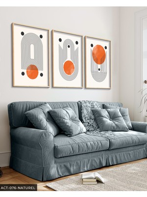 Evine Moda Soyut Desenler 3 Parça Ahşap Çerçeveli Tablo